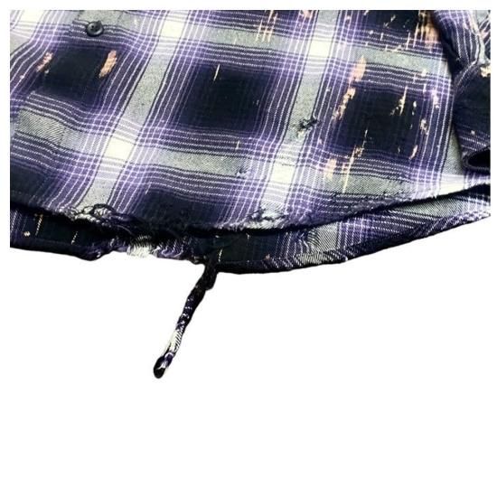 Rafu Bleached & Damaged shirt - PURPLE | ブリーチ ダメージ加工