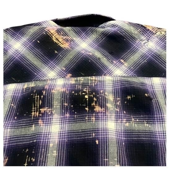 Rafu Bleached & Damaged shirt - PURPLE | ブリーチ ダメージ加工