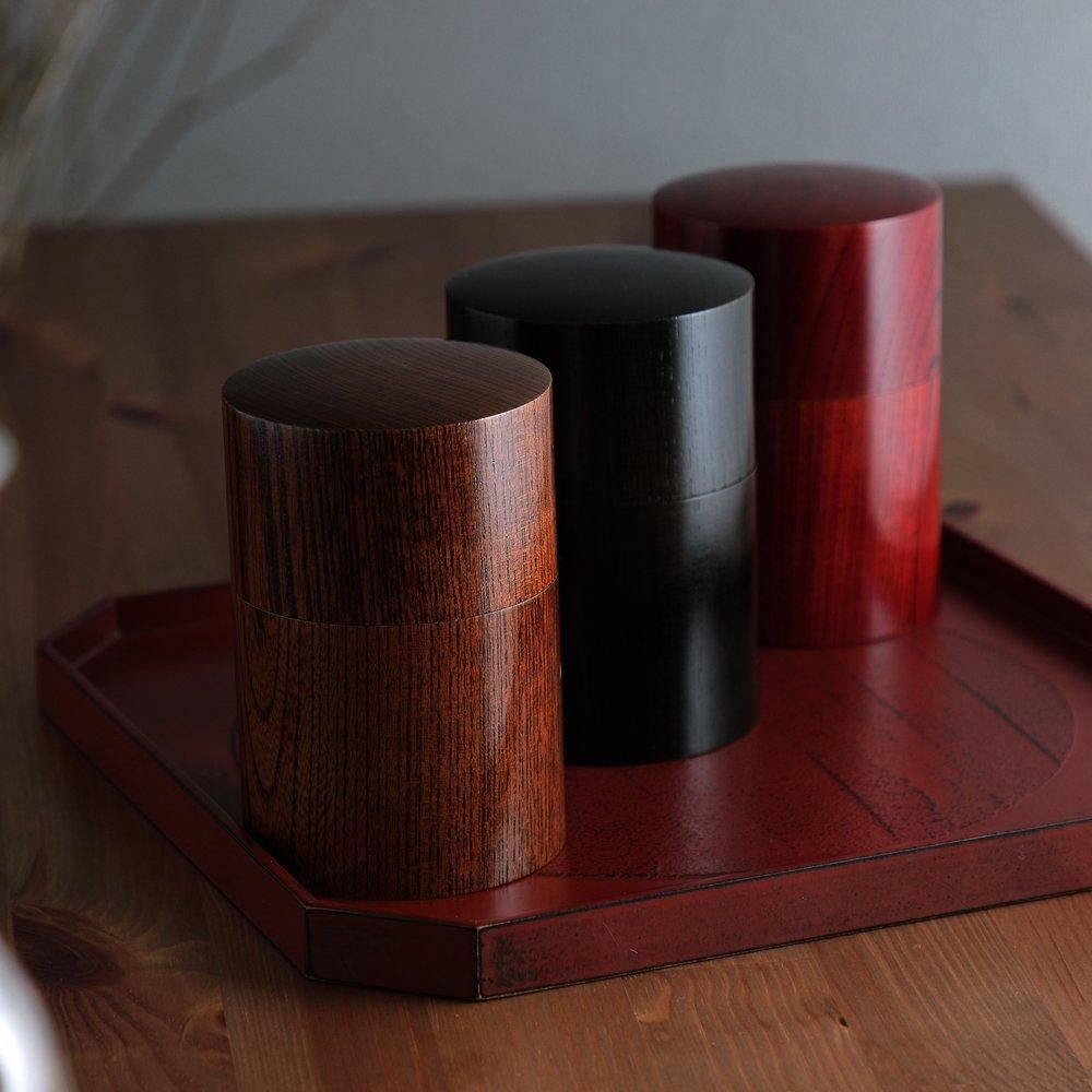 山中塗 茶筒 共木茶筒 摺うるし 漆器 京都匙亀オリジナル 大尾嘉漆器