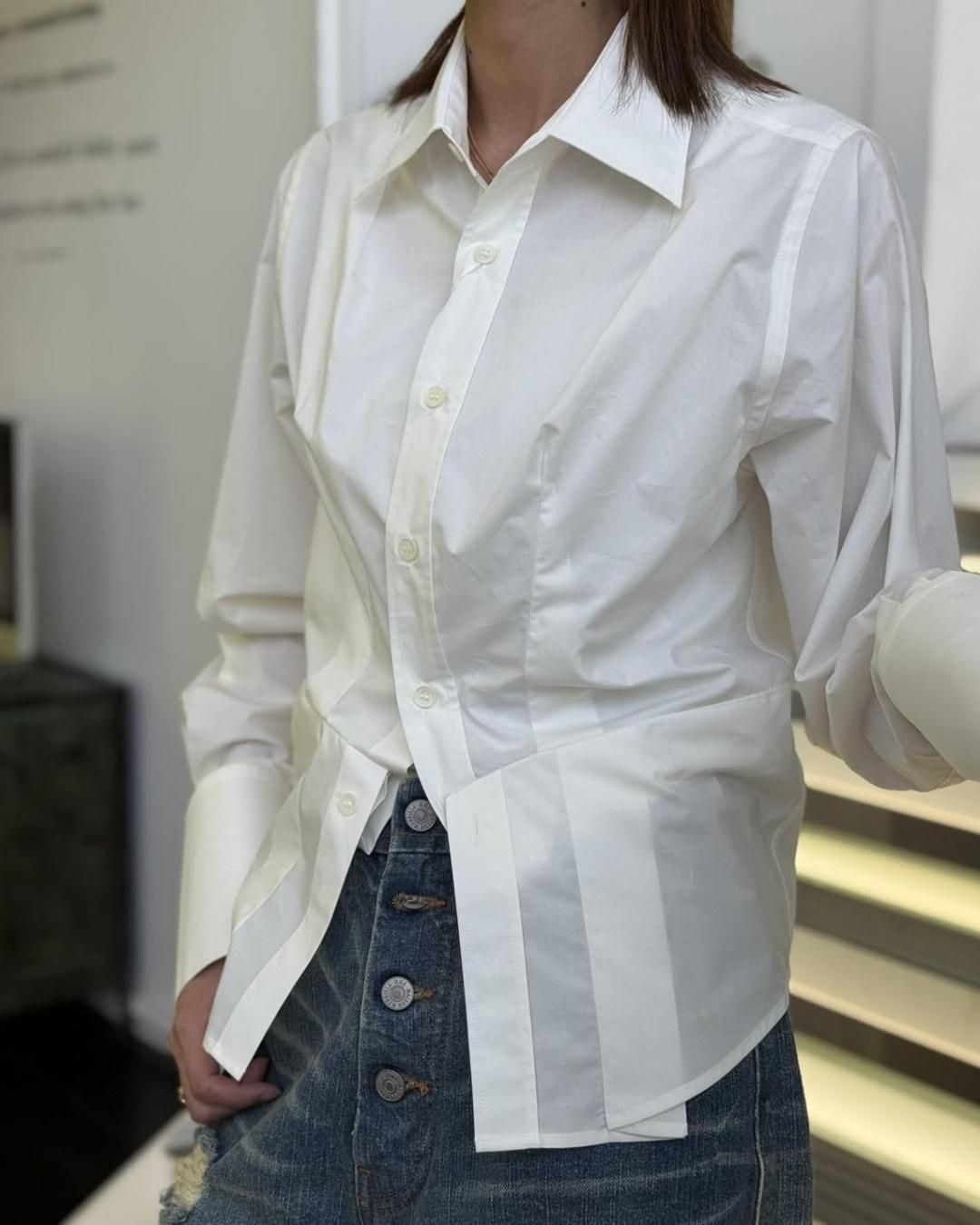 MM6 MAISON MARGIELA｜LONGSLEEVED SHIRT｜WHITE｜2025秋冬｜2025春夏