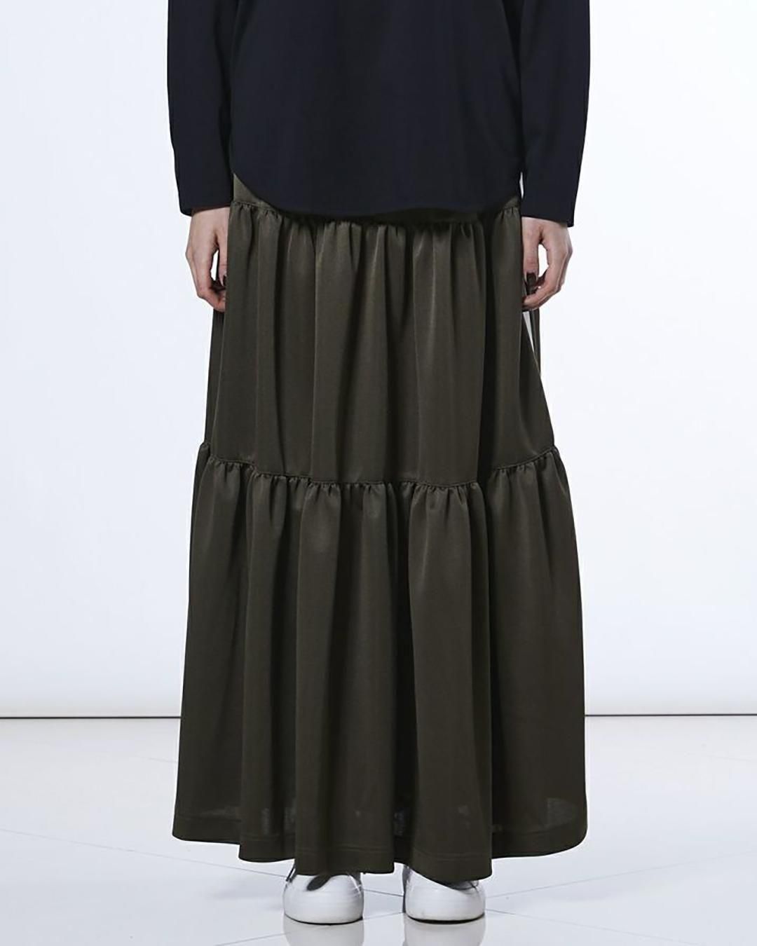 エッセンシャル｜ブライトキング トラックティアードスカート｜カーキ