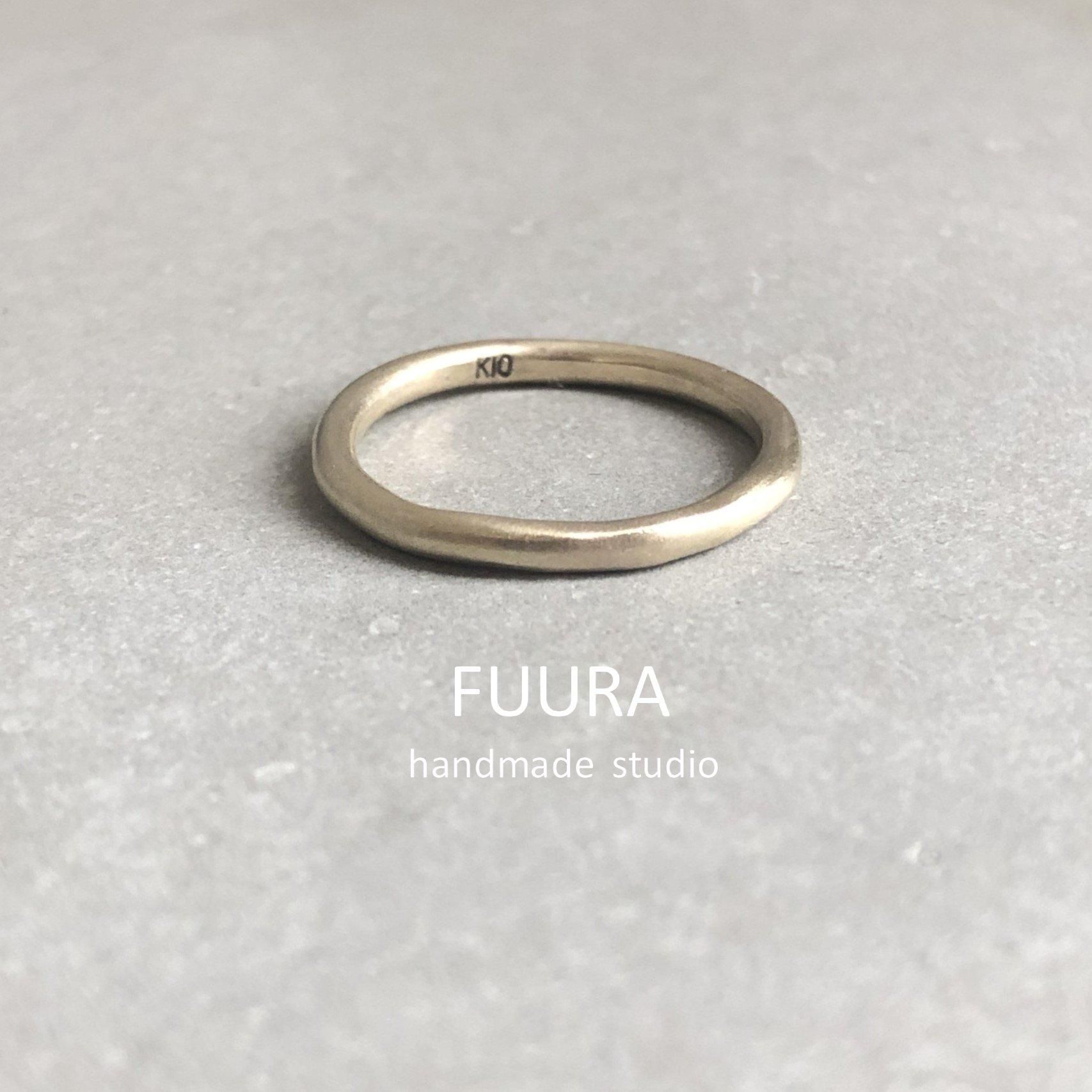 K10】1.5mm ring / K10 槌目マット イエローゴールドリング 1.5mm