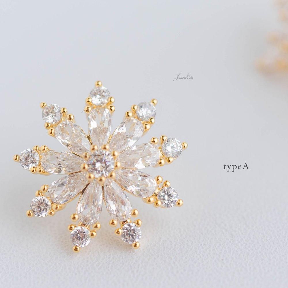 Jeweliss 3種類から選べる 雪の結晶 スノーフレーク ミニブローチ ピン