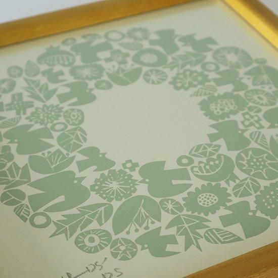 BIRDS' WORDS | ポスター（シルクスクリーン） WREATH 30cm 木製額入り