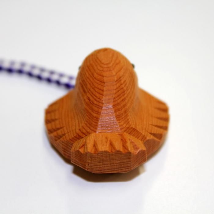 一位一刀彫】根付 ふくら雀（福が来る縁起物の雀）≪産地直送便