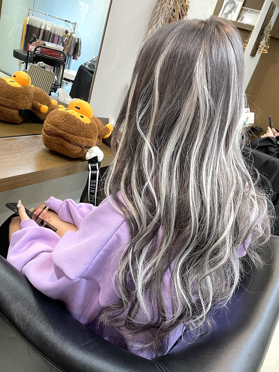 シールエクステハイライト☆グレーアッシュ×ホワイト/心斎橋