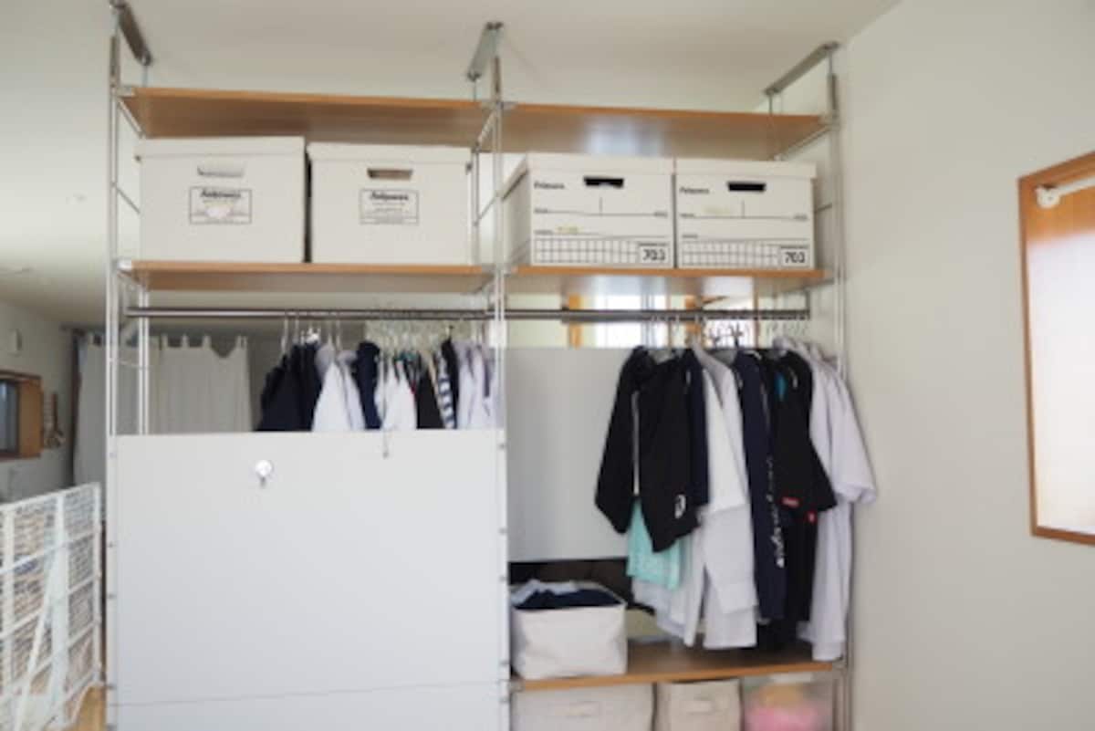 バンカーズボックスと無印のユニットシェルフならワードローブが