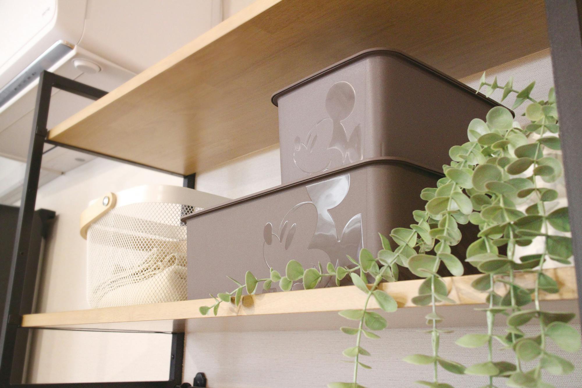 錦化成 ミッキーマウス 蓋付き 収納ボックス ハーフ 幅19×奥27×高12cm