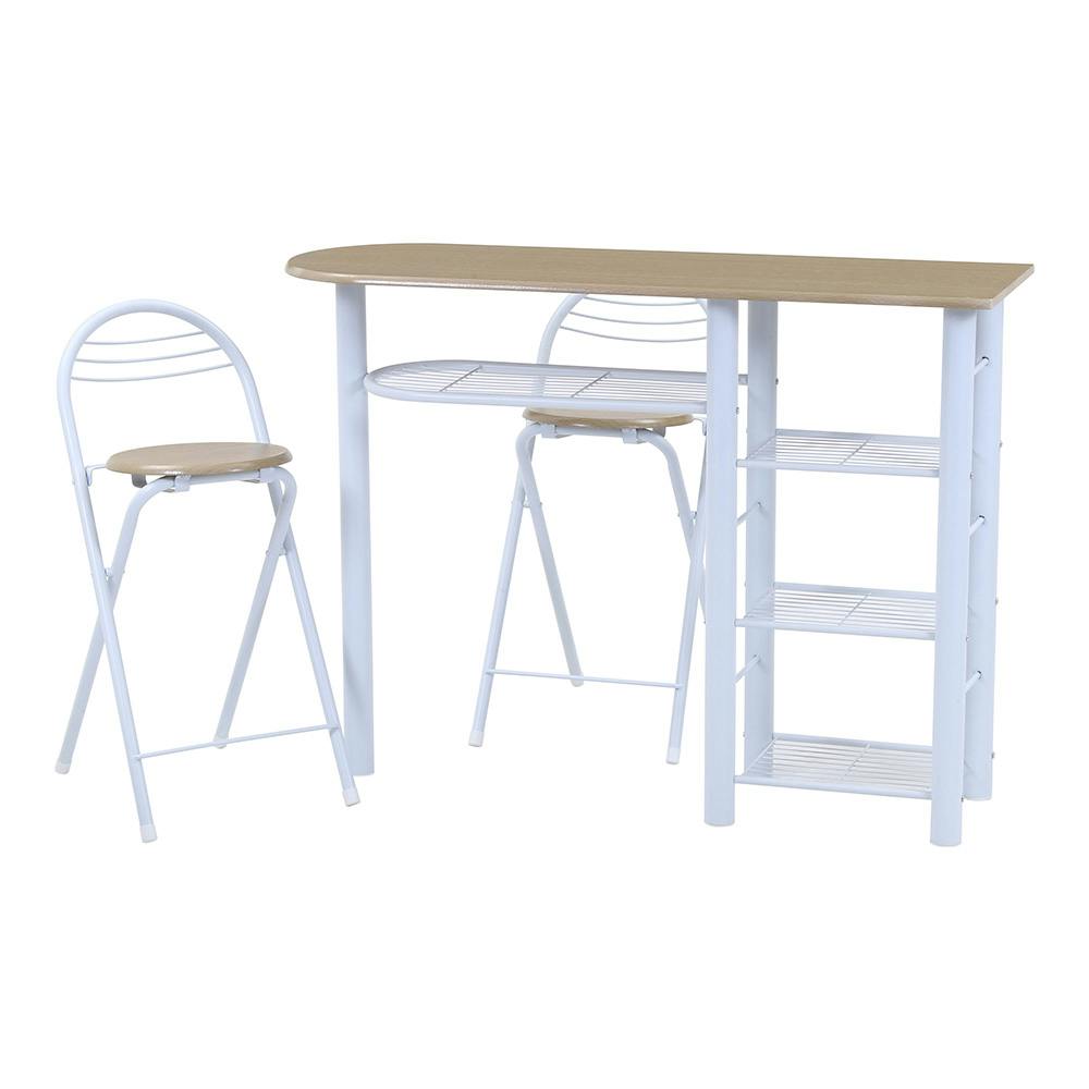 通常WEB売価14800円】カウンターテーブルチェアセット 3点 WH【別送品