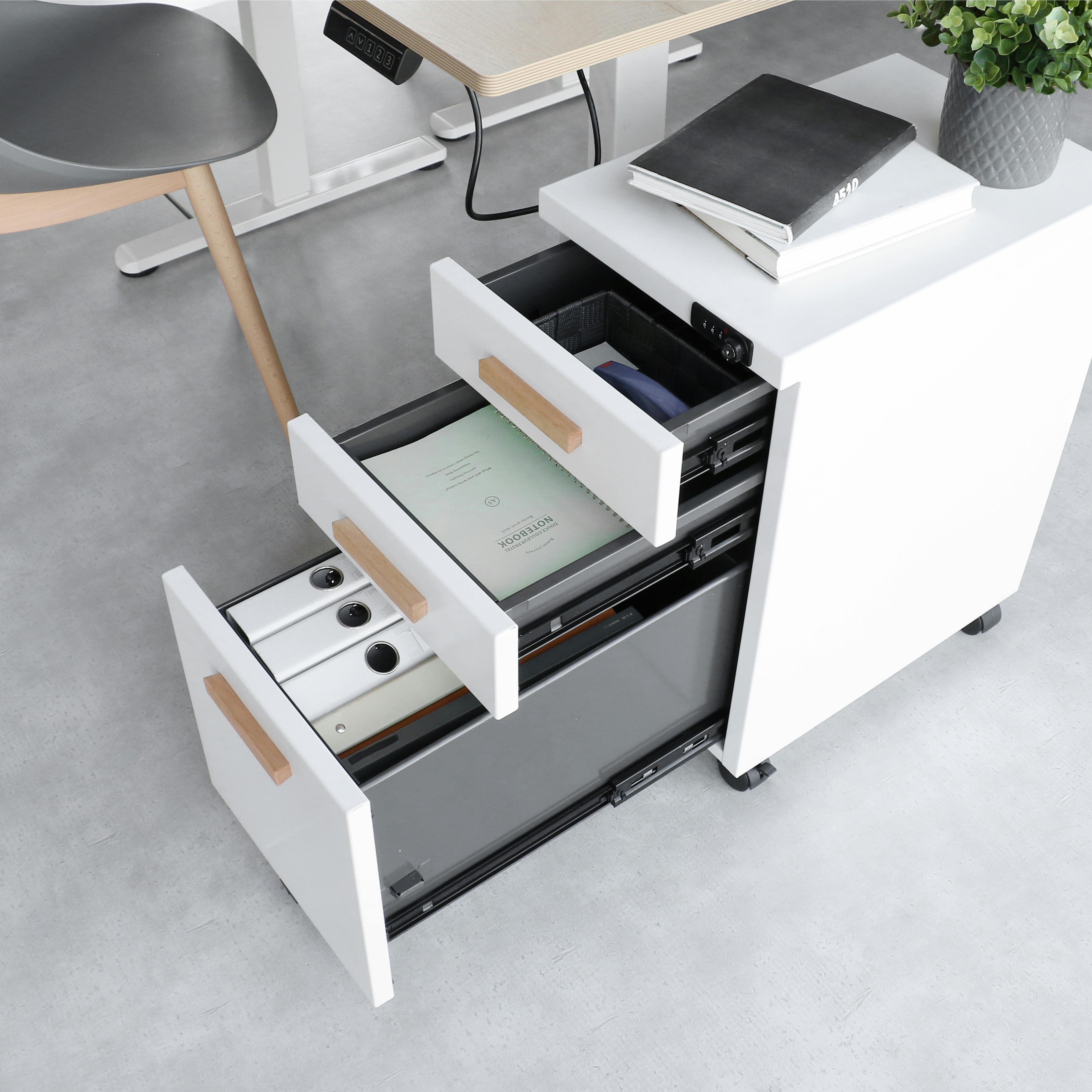 スチール×天然木 温もりのある優しい印象のデスクワゴン Desk Wagon