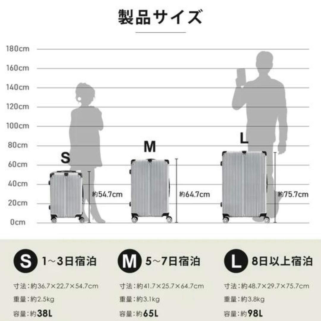 SunRuck ストッパー付 スーツケース Mサイズ 65L SR-DT065-SV シルバー