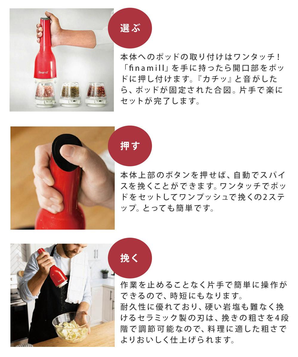 フィナミル 電動スパイスミル ポット トレイ セット finamill LED