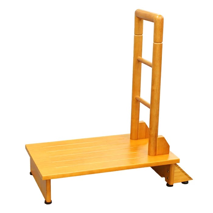 玄関 踏み台 片側手すり付き 70cm幅 高齢者 ステップ 手すり 木製 収納