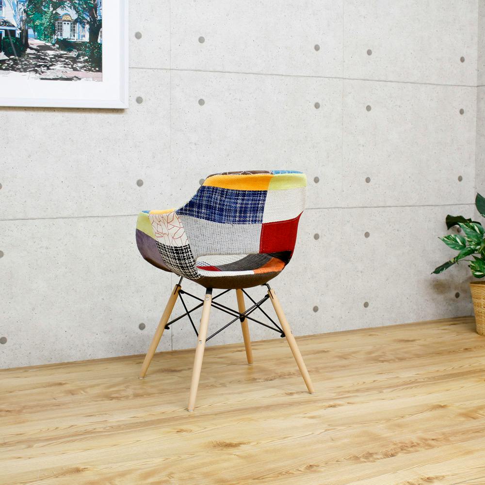 後藤家具物産 パッチワークデザインチェアー フィンリー/カラフル色