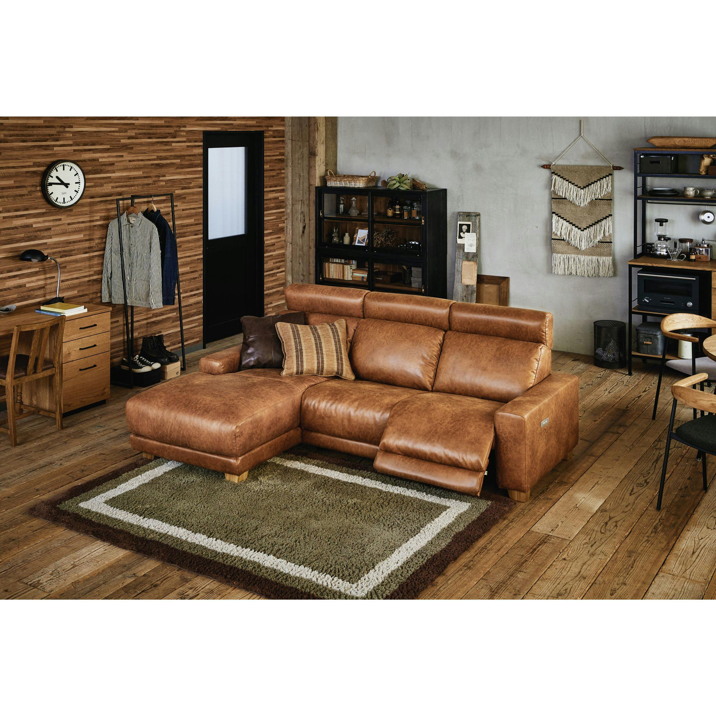 COMFORM 右カウチソファ ハーデス SLT13 オーカーブラウン ソファ 3人