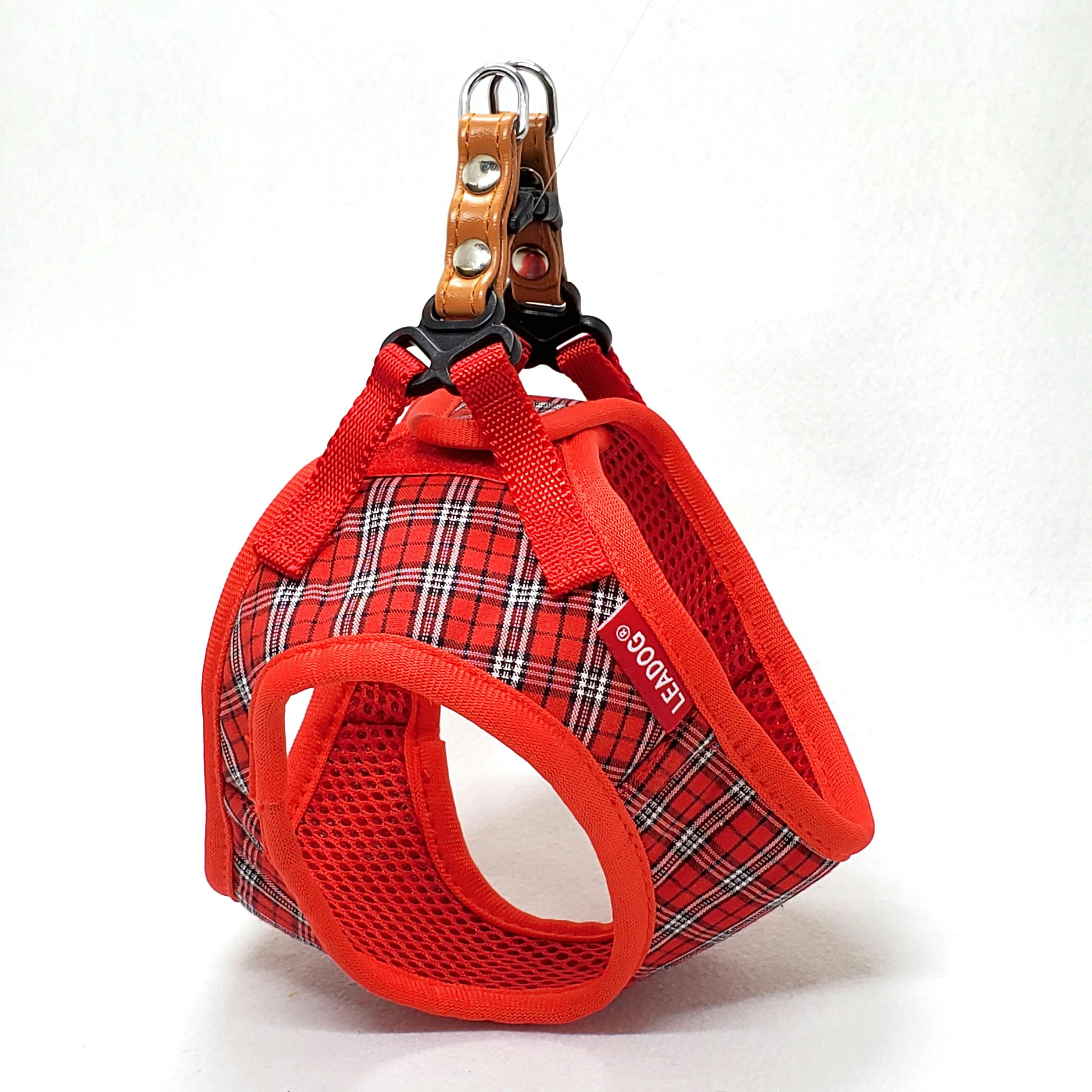 リードッグ BチェックソフトハーネスレッドSM 犬 用品 胴輪 1712125001