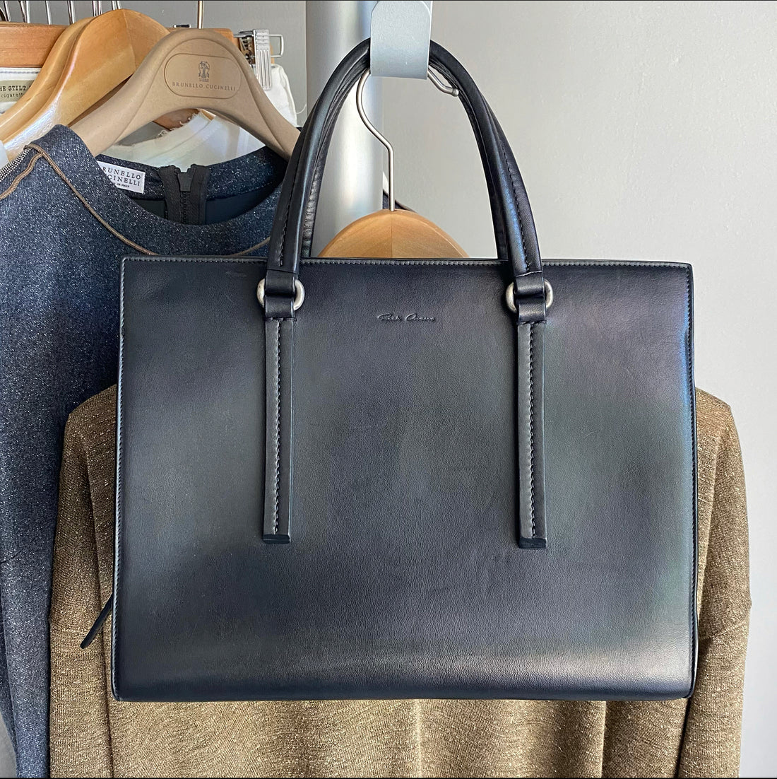 Rick Owens Black Leather Edith Satchel Tote Bag – I MISS YOU VINTAGE