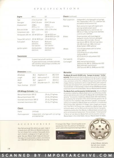 1994 Mazda MX-3 Brochure - ImportArchive