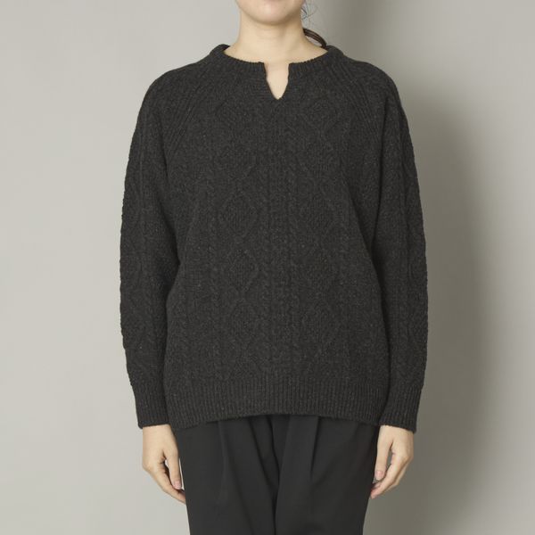 SAIFUKU/カシミヤ混アラン柄プルオーバー キーネック -ちくちくが苦手