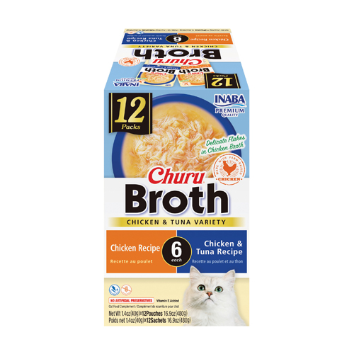 Churu Broth Side Dish | 12 count Chicken & Tuna Variety Pack | INABA