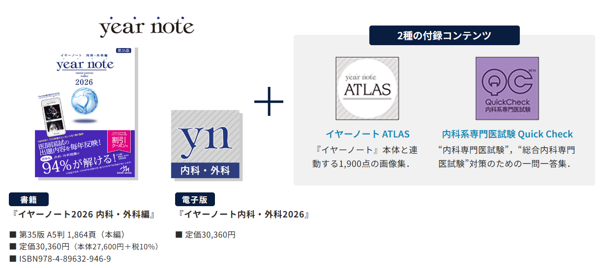 イヤーノート2026 内科・外科編』本日発売！内容と2大特典をご紹介
