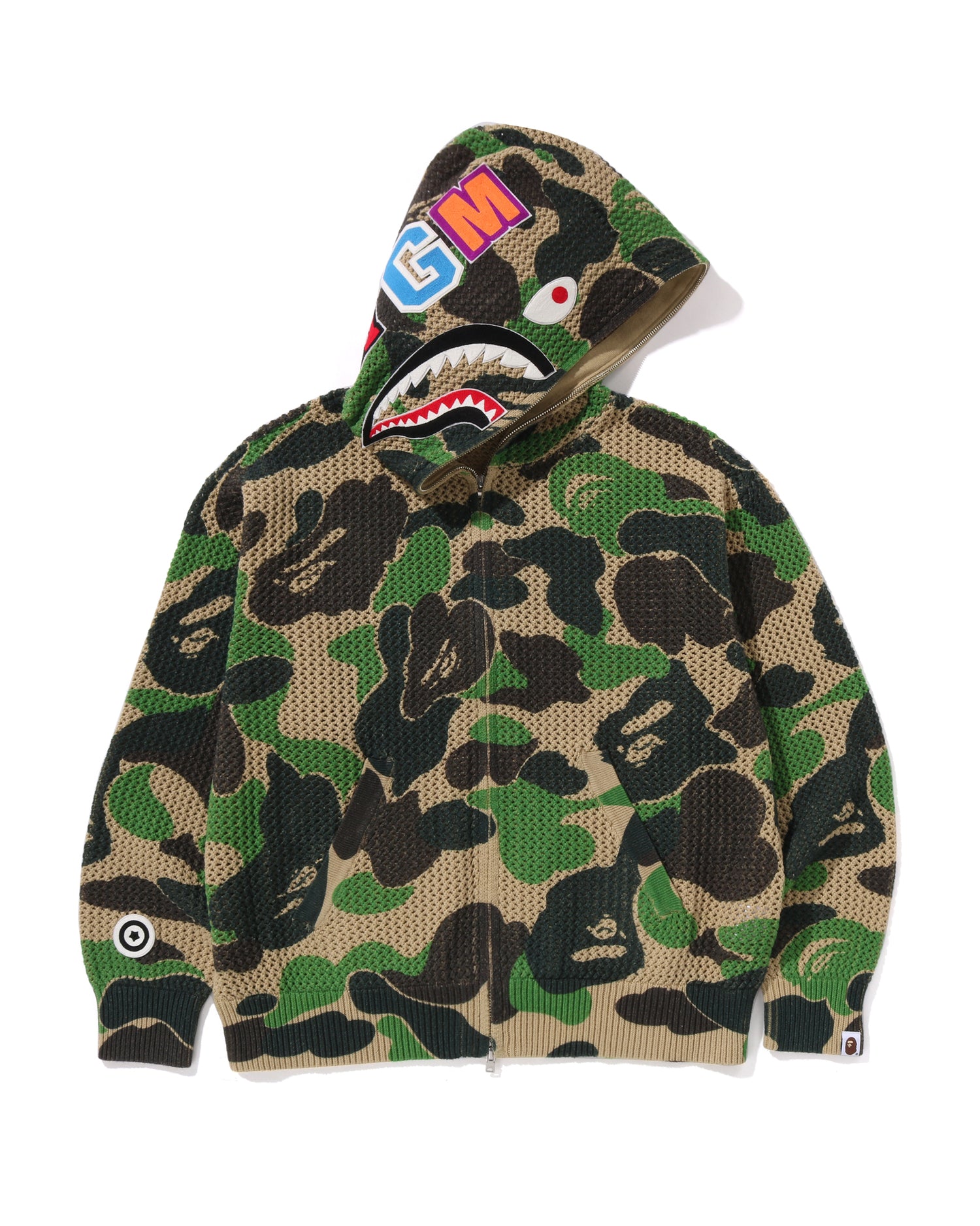A BATHING APE® Abc Camo Crochet Relaxed Fit Shark Full Zip Hoodie