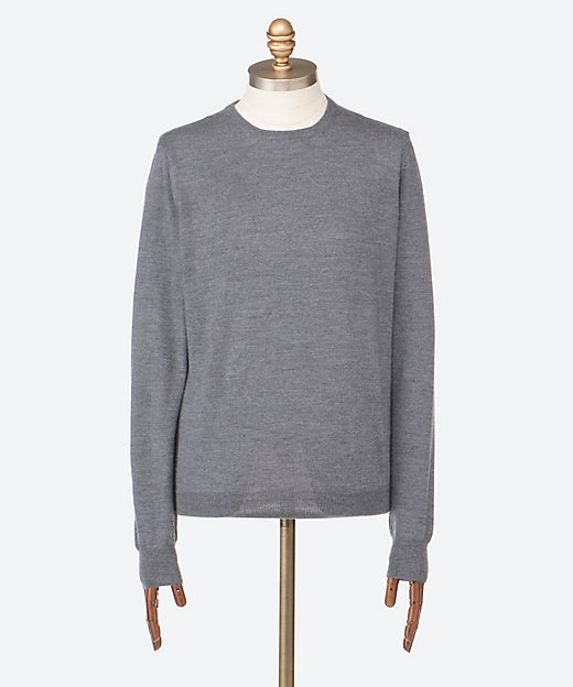 メリノウール クルーネックセーター 12G GR25F／55167