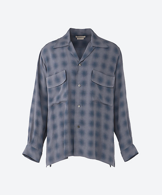 シャツ BLURRED OMBRE PLAID OPEN COLLAR