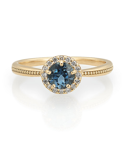 K14YG ブルートパーズ・ダイヤモンド リング 80104