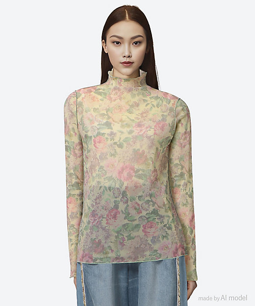 カットソー 33forest flower tulle print