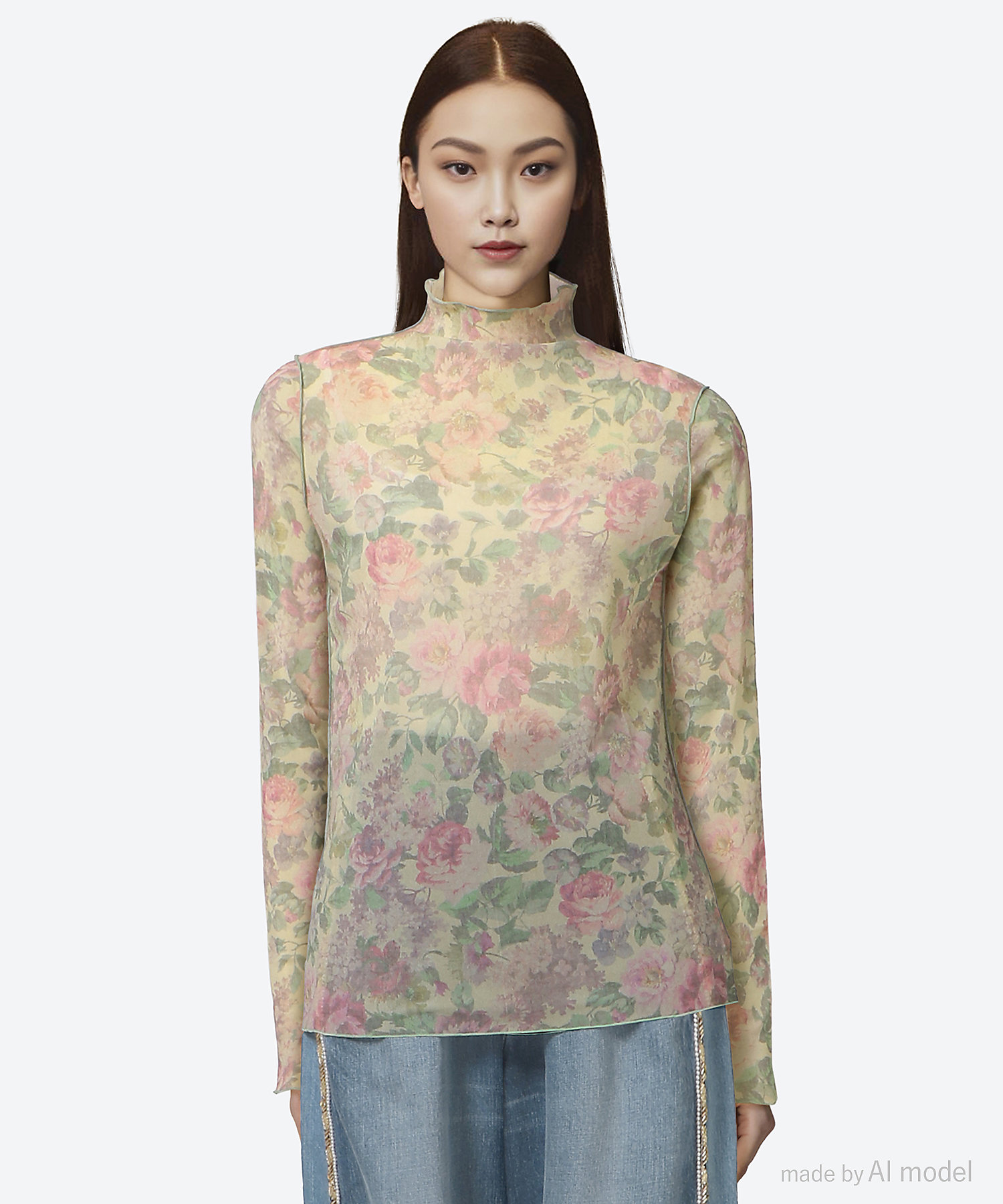 カットソー 33forest flower tulle print