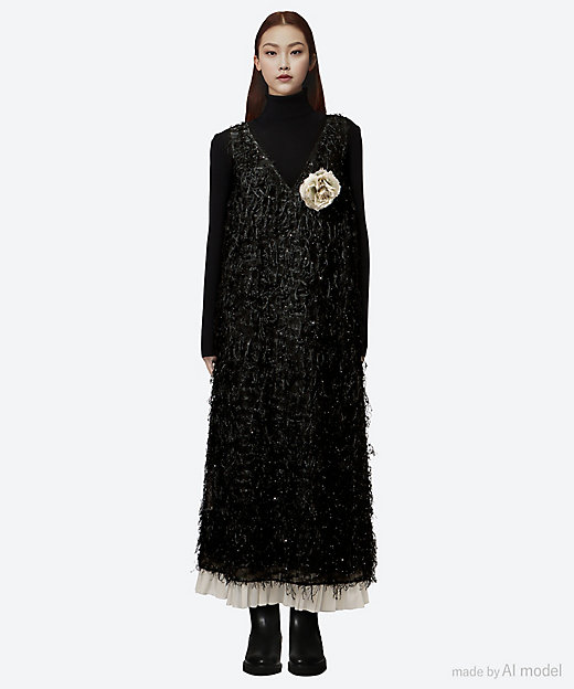 sheer fringe dress 6S／06690 | leur logette