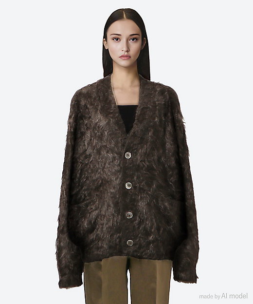 カシミヤファー7GVネックカーディガン 7915－299－0078