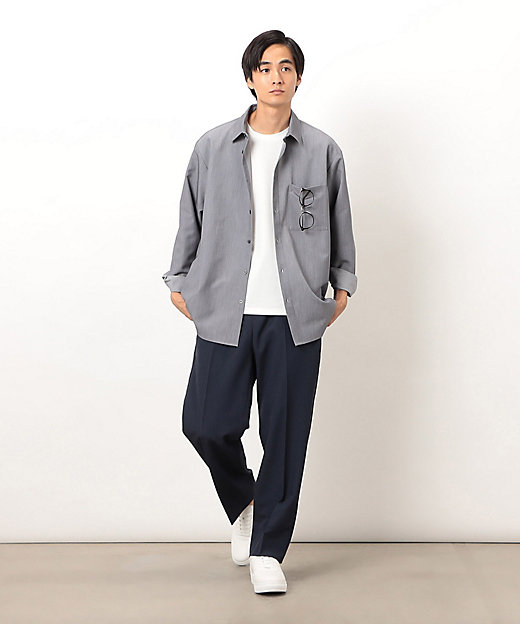 ウールライク ショートポイントカラー 長袖シャツ（4730IM02