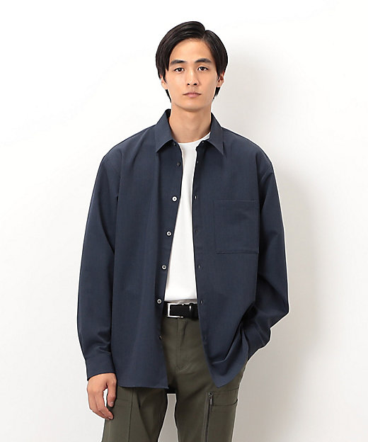 ウールライク ショートポイントカラー 長袖シャツ（4730IM02