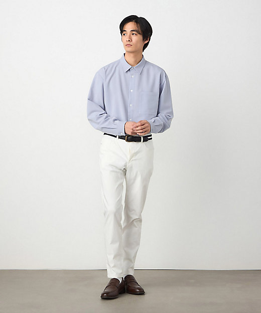 ウールライクストレッチツイル ショートポイントカラーシャツ