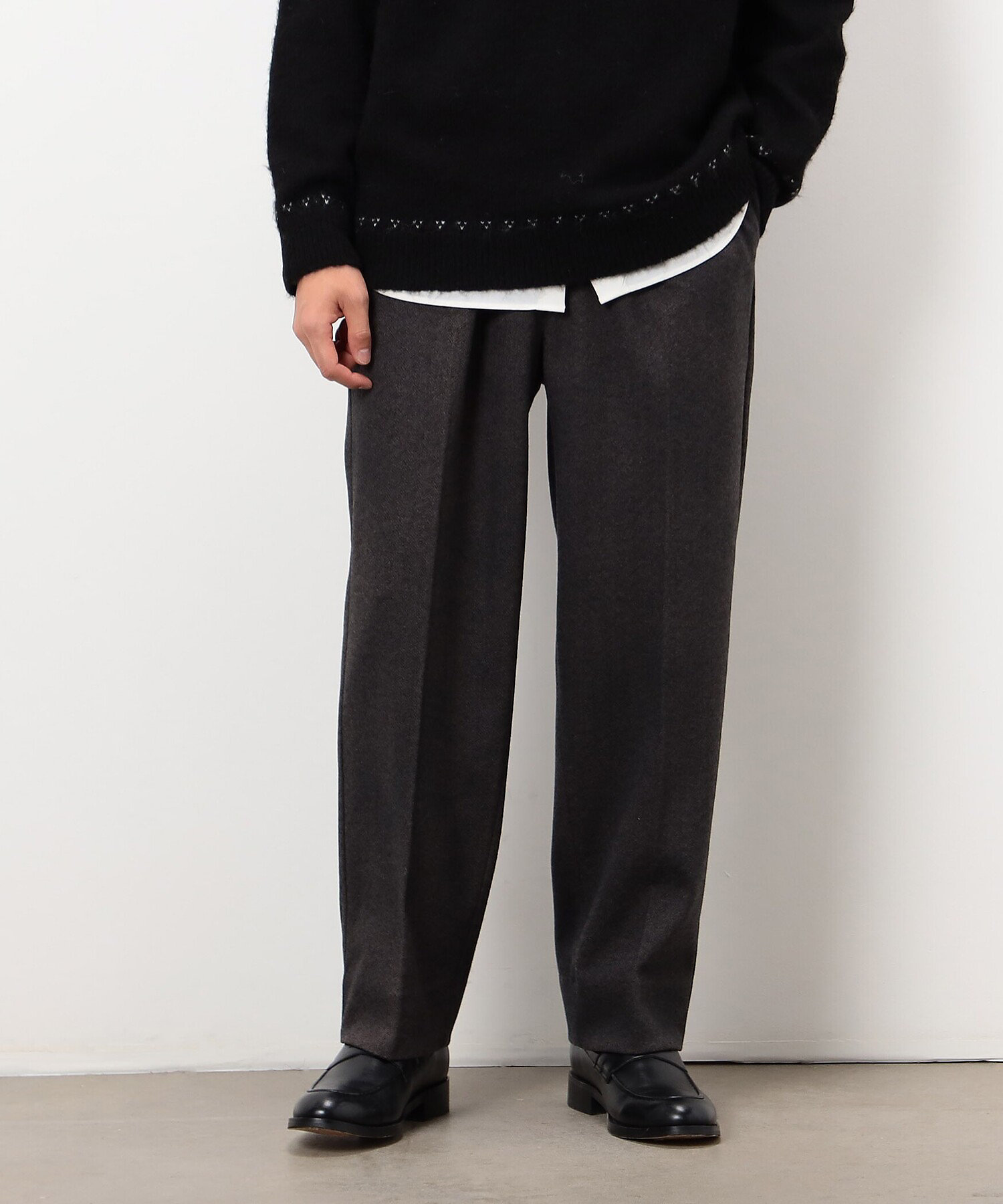 セットアップ対応】ジャージー ツイード リラックス ワイドパンツ