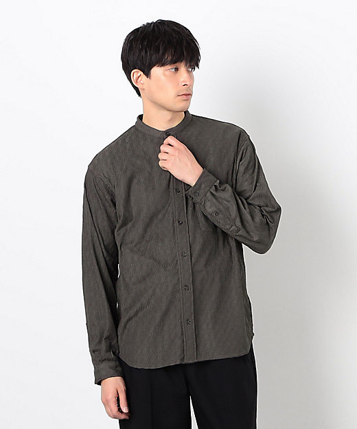 ダイヤ柄ジャカード バンドカラーシャツ（4792IK01） | COMME