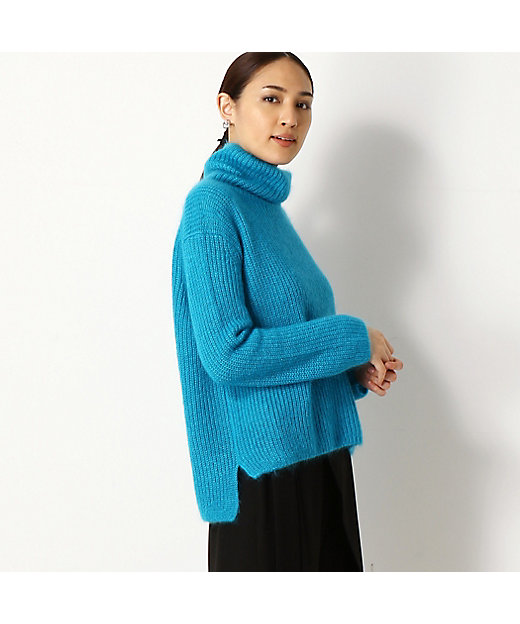 ＋サイズ〕シルクモヘア片畦 タートルネックニットプルオーバー