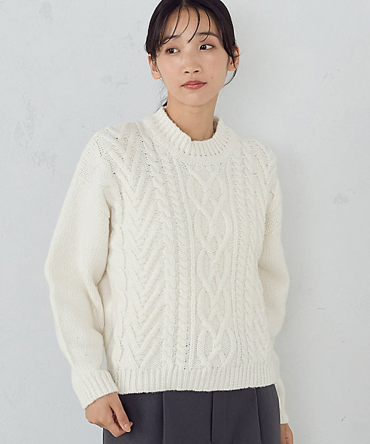 ケーブル柄 ローゲージ ショート丈ニット（1277KI14） | COMME