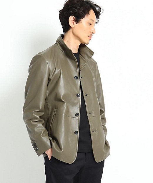 ラムレザースタンドカラージャケット（2001691712） | TAKEO