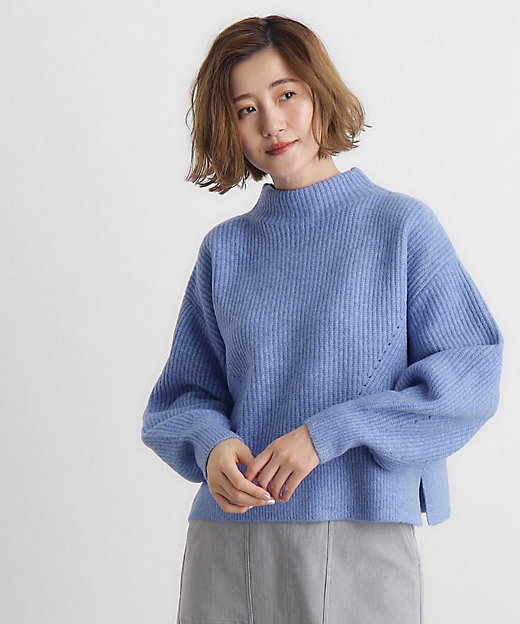 雑誌掲載】洗えるミルドライクウール混畔ボトルネックニット