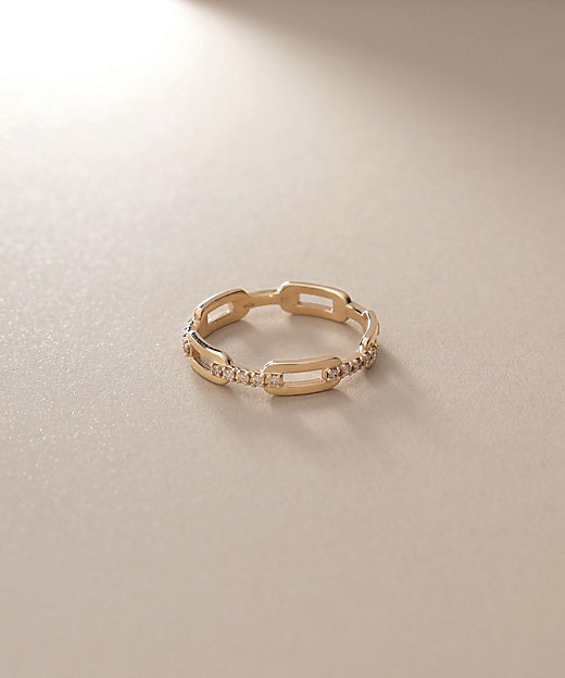 K10ダイヤモンド ケーブルチェーンモチーフ リング大（16号