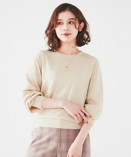 ラメ感／薄手／すっきり丈】ウールアクリル混 ラメプルオーバーニット