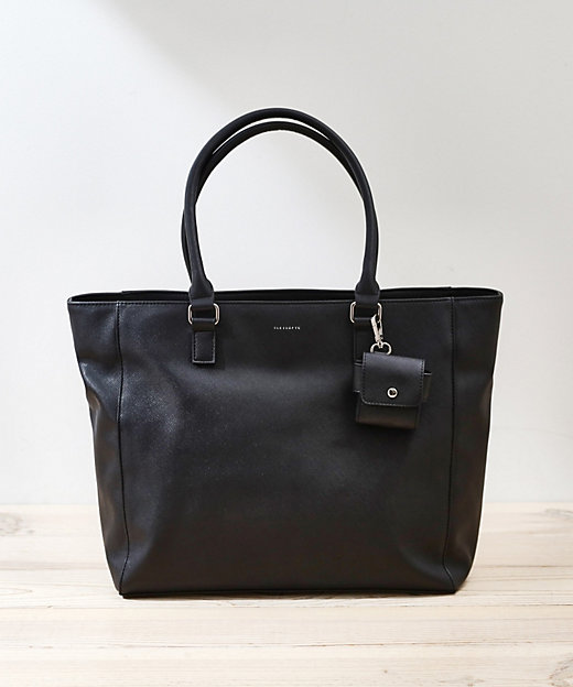 A4サイズ／ビジネスでも使える】合皮トートバッグ イヤホンケース