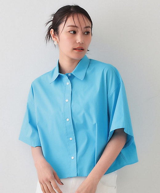 クロップドハーフスリーブシャツ【洗濯機洗い可