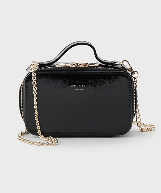 2WAY／ミラー付き】エナメルバニティーポーチ