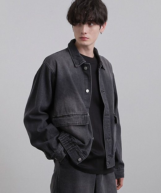 上下2点セット】デニムブルゾン＋ワイドデニムパンツ