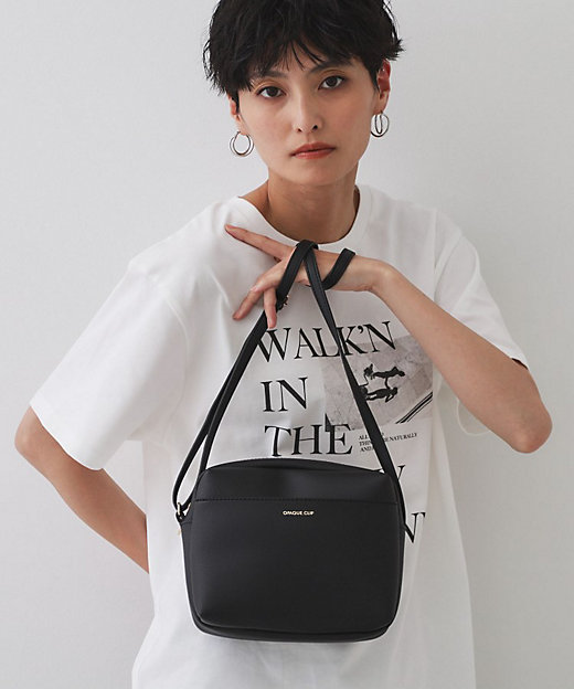 長さ調節可能】ラウンドスクエアマチ付きミニショルダーバッグ