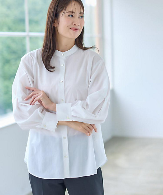 さらっと一枚で決まる／重ね着にもおすすめ◎】タックスリーブシャツ